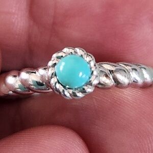 Judith Ripka Sterling Silver, Turquoise Ring, Size 6, preloved
